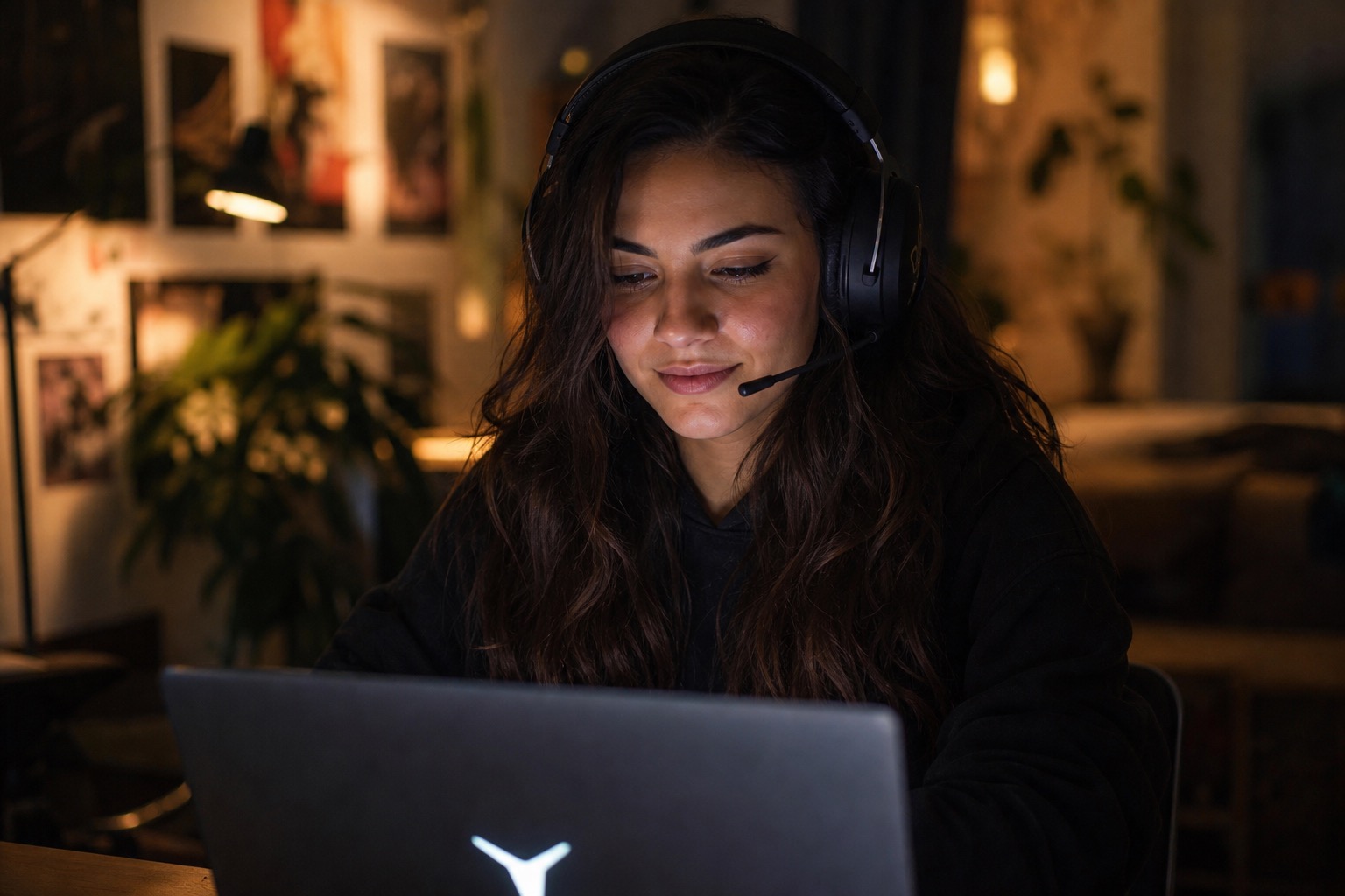 Creator working privately on AI generations at home