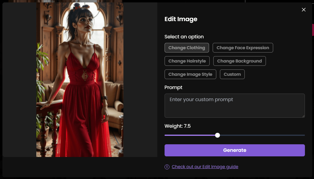 Weight slider in the Edit Image UI